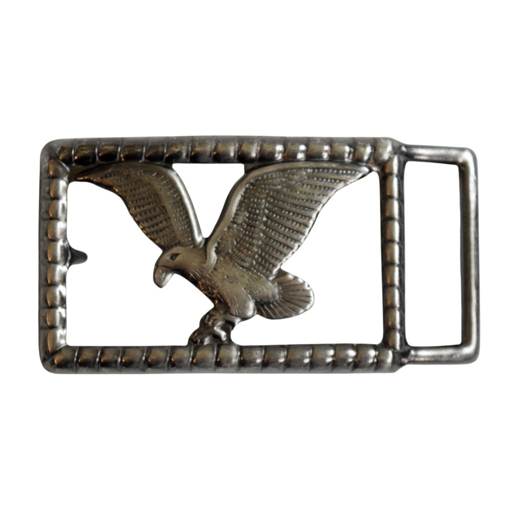 Vintage Bald Eagle Belt Buckle Open Work Cut Out Gunmetal Silver Tone - Western